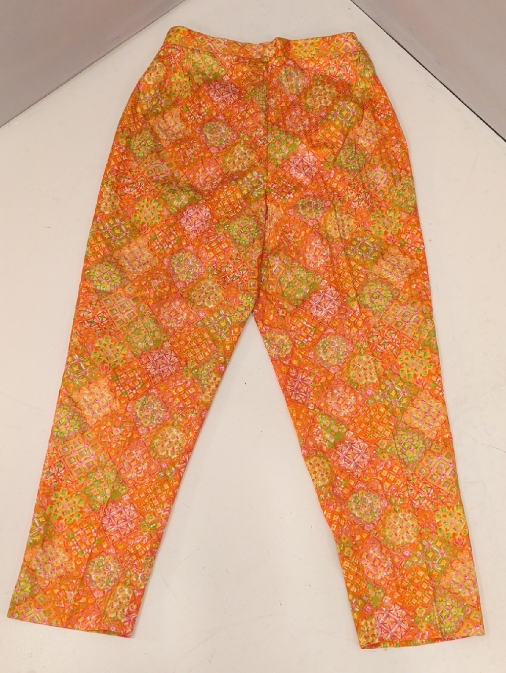 Elizabeth Arden Vintage Designer Bright Colorful Cigarette Pants Ankle Length